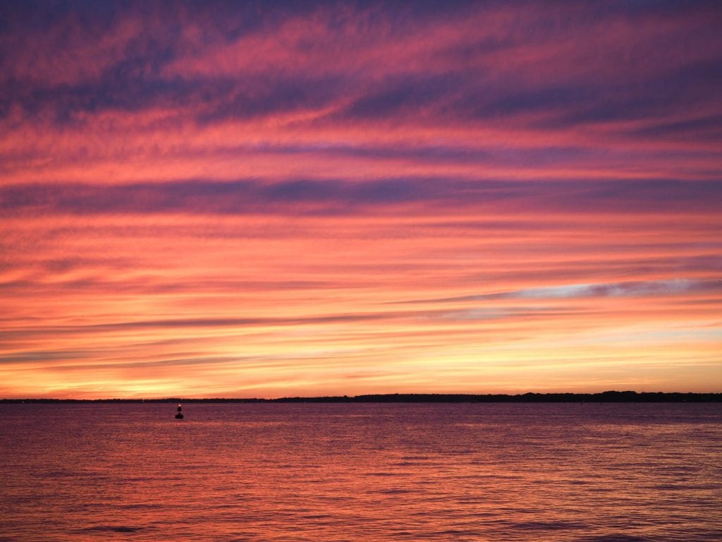 Puesta del sol del lago Erie
