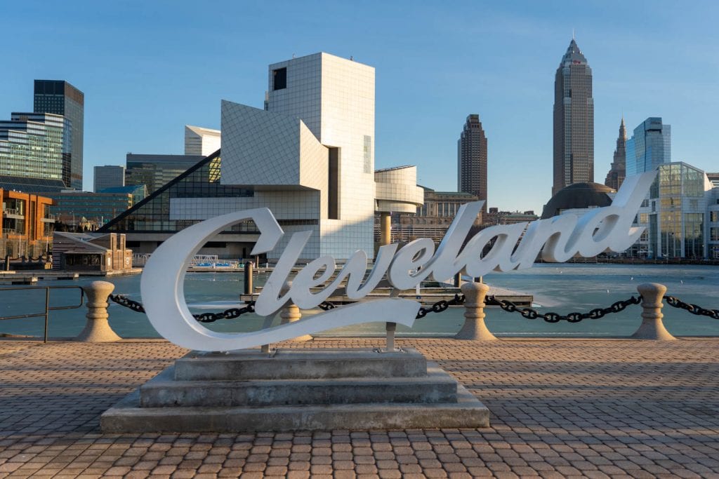 Señal de guión de Cleveland en el puerto de la costa norte