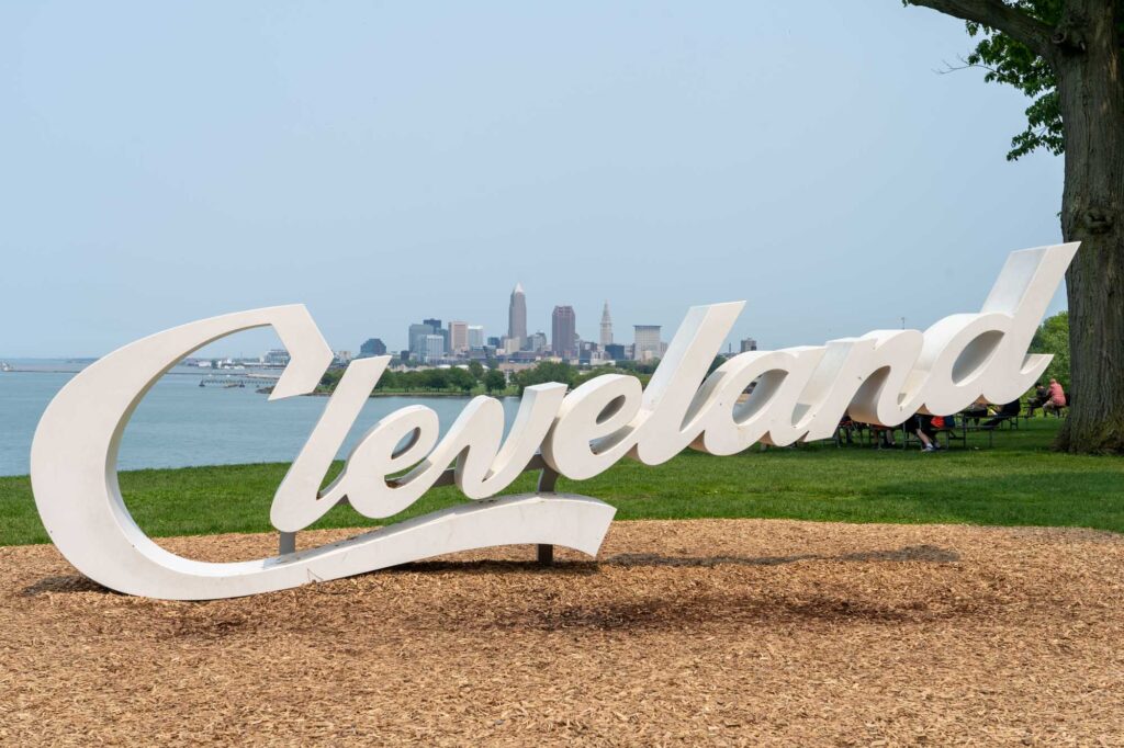Signo de guión de Cleveland en Edgewater Park