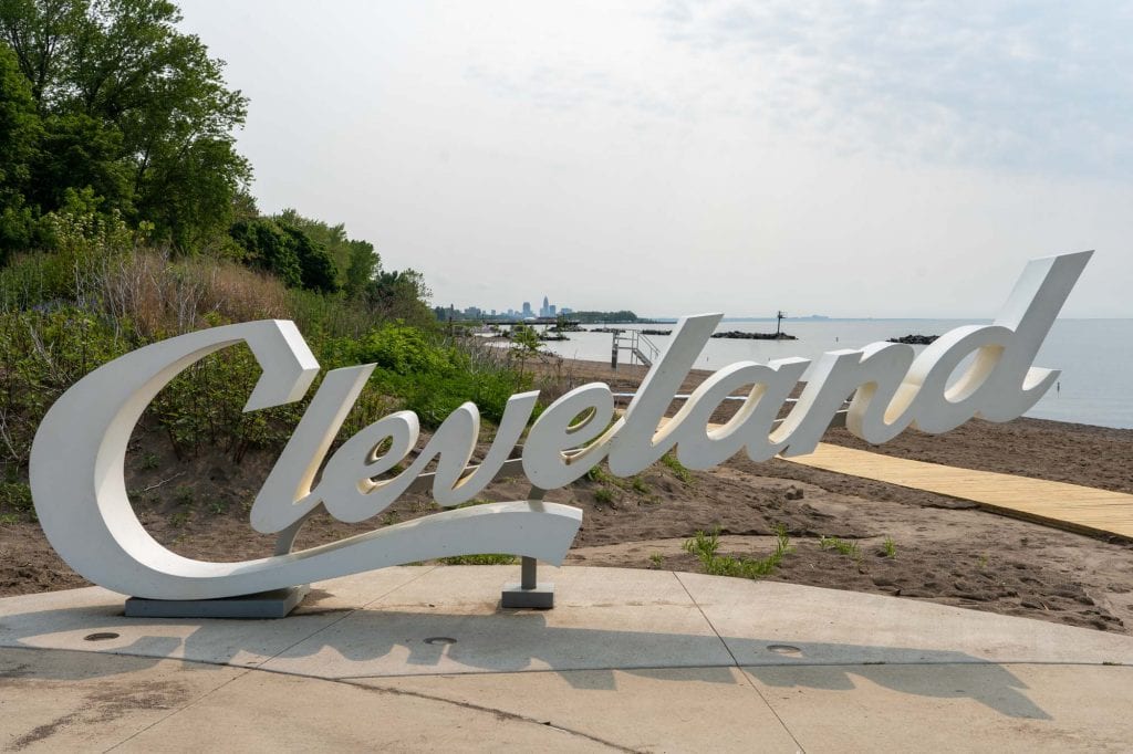 Signo de guión de Cleveland en Euclid Beach Park