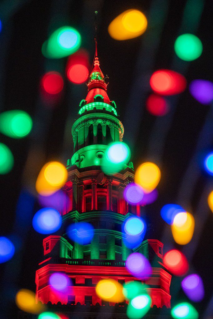 Luces navideñas de la plaza pública