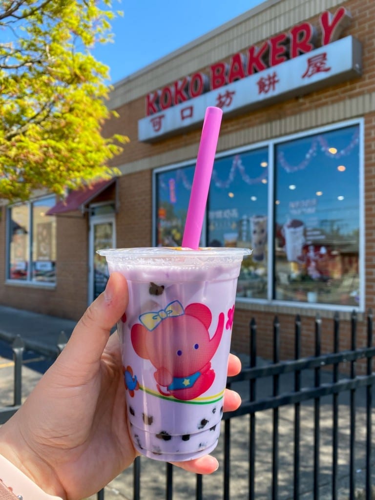 Té de burbujas de taro de Koko Bakery
