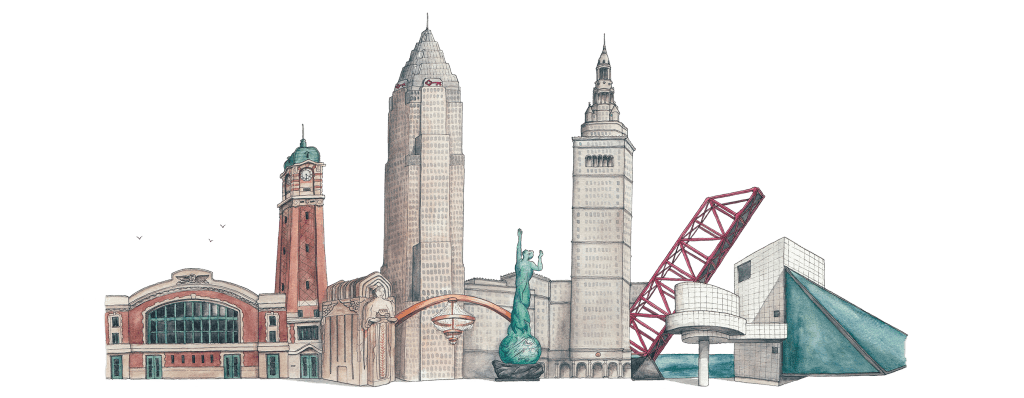 Ilustración del horizonte de cleveland larga